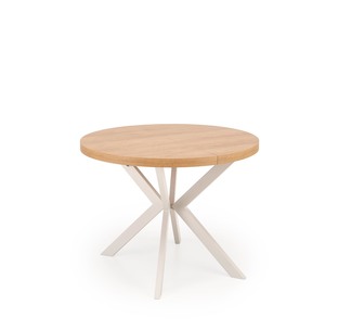 PERONI extension table, hikora oak / cashmere