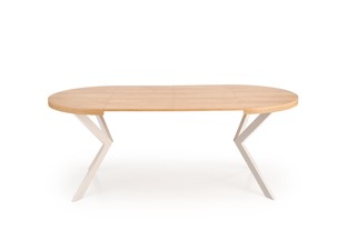 PERONI extension table, hikora oak / cashmere