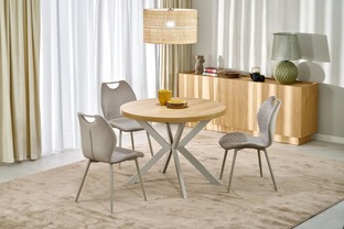 PERONI extension table, hikora oak / cashmere