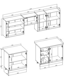 ELIZABETH 240 kitchen set, color: front - grey, body – sonoma oak, worktop – sonoma oak