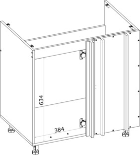 VENTO DKN-100/82 carcass, corner sink cabinet black