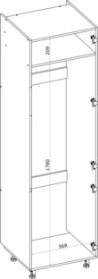 VENTO DL-60/214 carcass, high lower cabinet for a built-in refrigerator craft oak