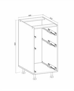 VENTO D3S_H-40/82 carcass, lower cabinet with drawers white