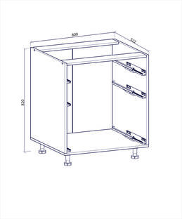 VENTO D3S_H-80/82 carcass, lower cabinet with drawers black