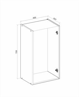 VENTO GV-40/72 carcass, upper cabinet with glass white