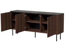SOLANO KM-1 chest warmia walnut / black marble