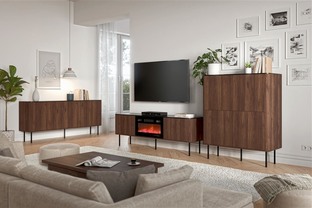 SOLANO KM-1 chest warmia walnut / black marble