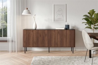 SOLANO KM-1 chest warmia walnut / black marble