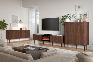 SOLANO KM-1 chest warmia walnut / black marble