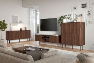 SOLANO KM-2 chest warmia walnut / black marble