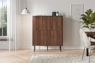 SOLANO KM-2 chest warmia walnut / black marble