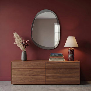 PLAZA wall mirror, silver / blue