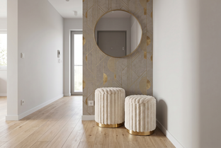 FIDO set of two stools: color: cream / gold