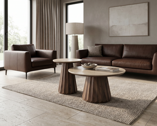 DIAVOLA c.table travertine / walnut
