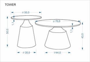 TOWER set of 2 c.tables brown marble / walnut