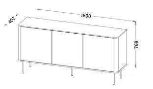 SOLANO KM-1 chest warmia walnut / black marble