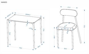 NANDO table + 2 chairs color: natural / black