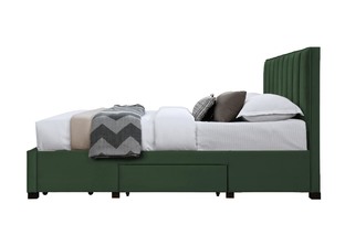 GRACE bed with drawers, color: dark green