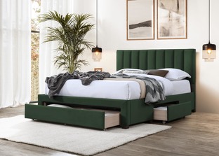 GRACE bed with drawers, color: dark green