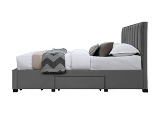 GRACE bed with drawers, color: grey