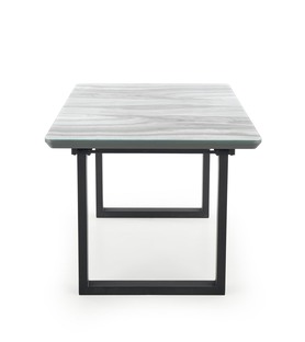 MARLEY extension table, color: top - white marble / grey, legs - black