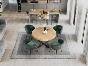 MERCY extension table, color: top - golden oak, legs - black