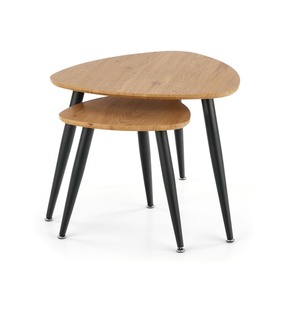 NICEA 2, set of two coffee tables, color: golden oak / black