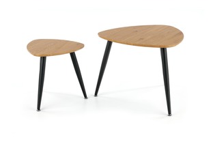 NICEA 2, set of two coffee tables, color: golden oak / black