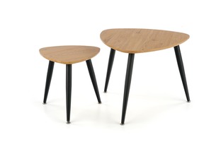 NICEA 2, set of two coffee tables, color: golden oak / black