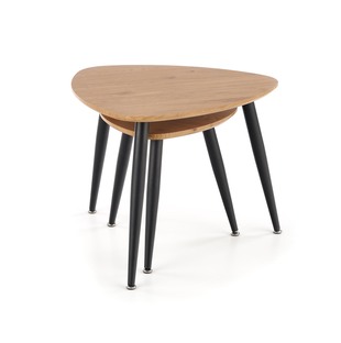 NICEA 2, set of two coffee tables, color: golden oak / black