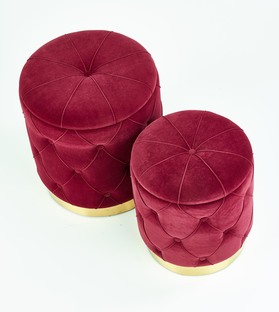 POLLY set of two stools, color: dark red