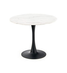 AMBROSIO stół okrągły, blat - marmur, noga - czarny (2p=1szt)