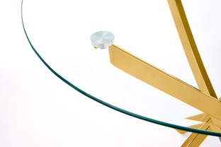 RAYMOND table, color: glass - transparent, legs - gold
