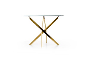 RAYMOND table, color: glass - transparent, legs - gold