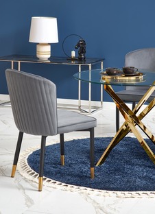 RAYMOND table, color: glass - transparent, legs - gold