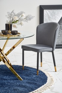 RAYMOND table, color: glass - transparent, legs - gold