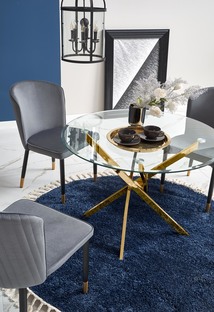 RAYMOND table, color: glass - transparent, legs - gold