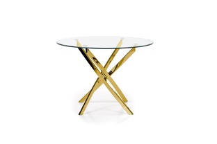 RAYMOND table, color: glass - transparent, legs - gold