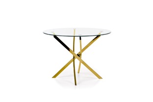 RAYMOND table, color: glass - transparent, legs - gold