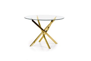 RAYMOND table, color: glass - transparent, legs - gold