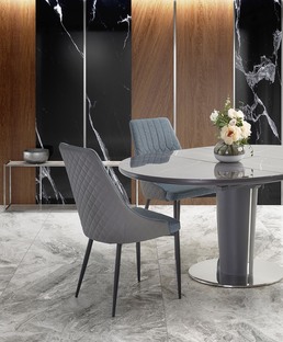 RICARDO extension table, color: top - grey marble, legs - dark grey