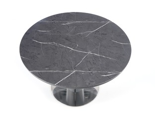 RICARDO extension table, color: top - grey marble, legs - dark grey