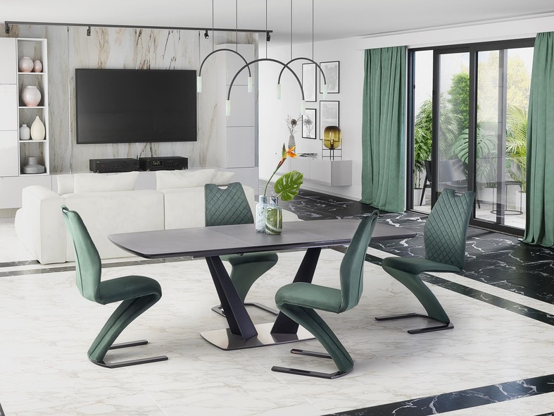FANGOR extension table, color: top - dark grey, legs - black