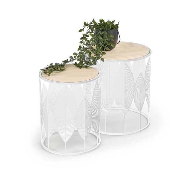 FOLLA set of 2 c. tables natural / white