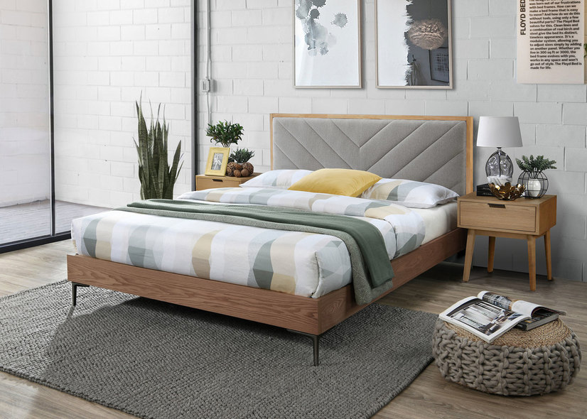 MARGARITA 160, bed, grey / natural