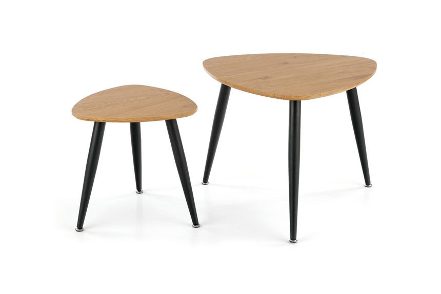 NICEA 2, set of two coffee tables, color: golden oak / black