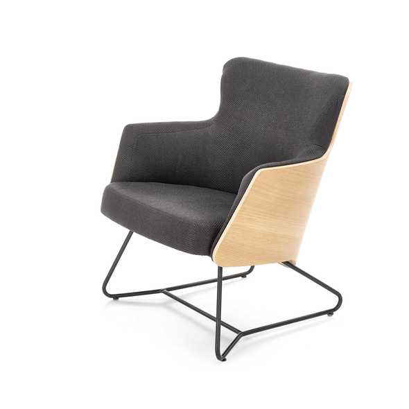 CHILLOUT leisure armchair dark grey / natural oak, legs - black