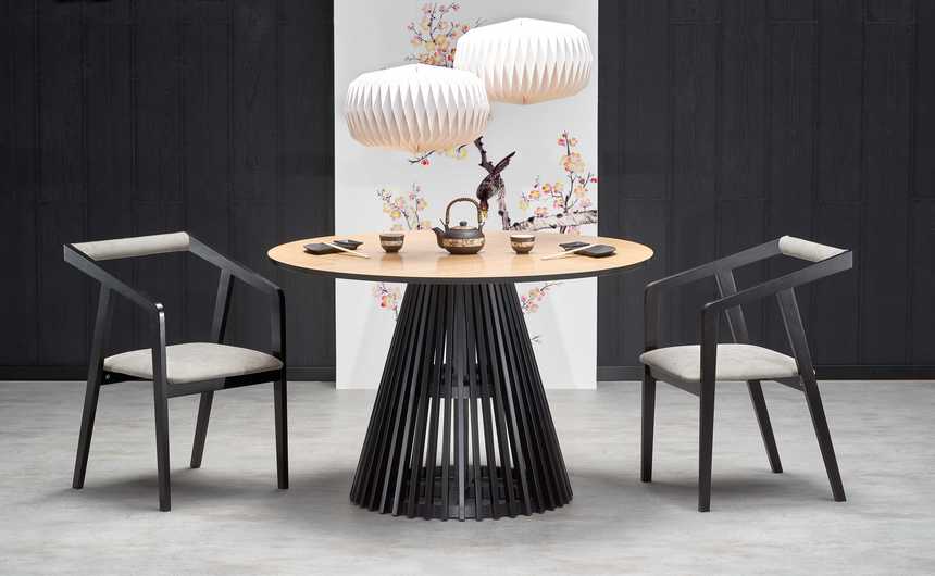 MIYAKI table natural oak, leg black