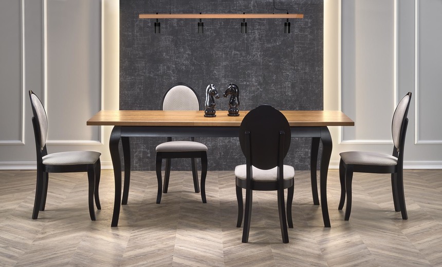 WINDSOR extension table, color: dark oak/black