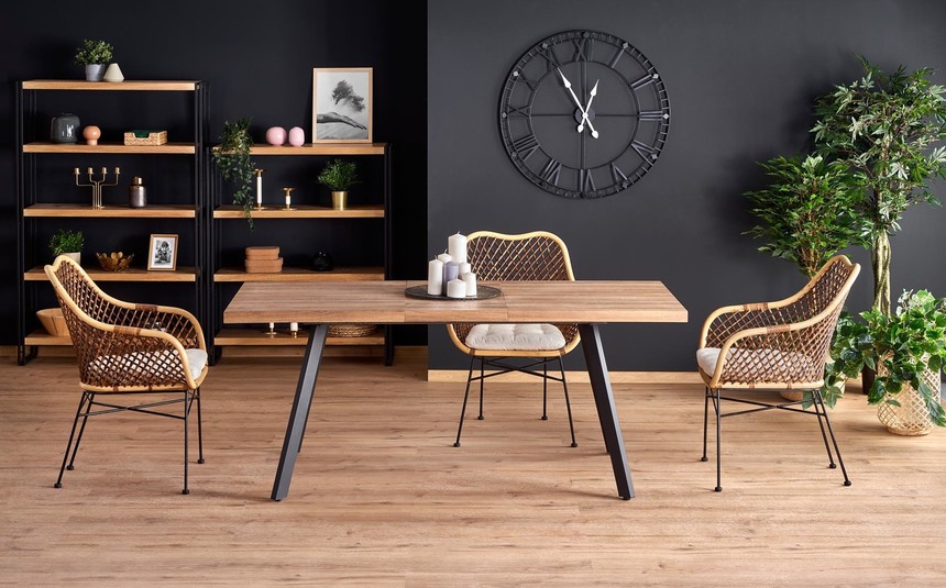 BERLIN extension table, walnut / black